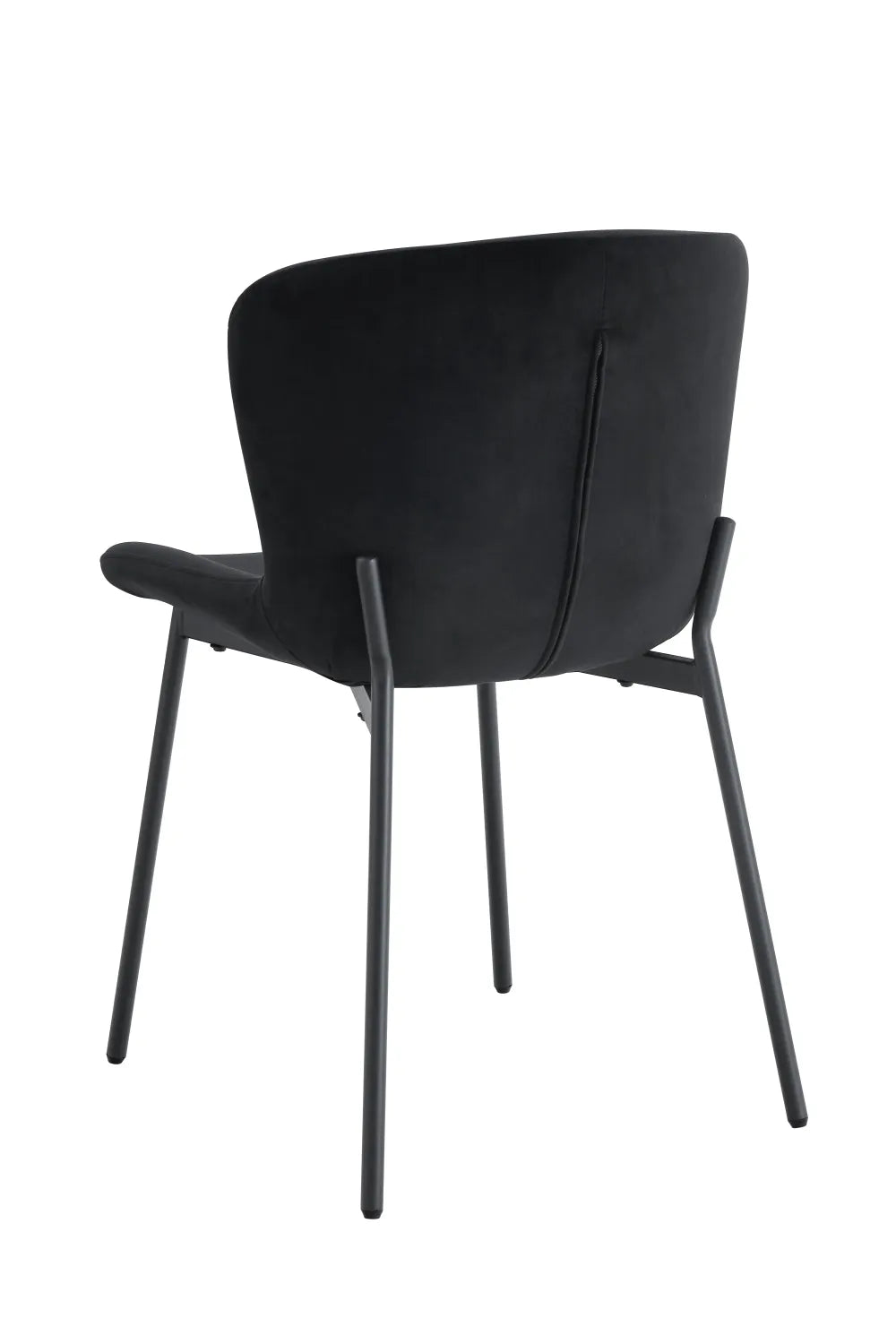 Lot 4 Chaises Salle à Manger Elen Velours Noir Pieds Métal Noir