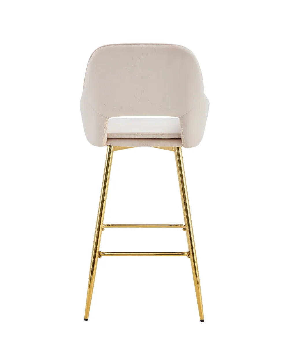 Lot de 2 tabourets de bar ATHENA pied gold velours #couleur_beige
