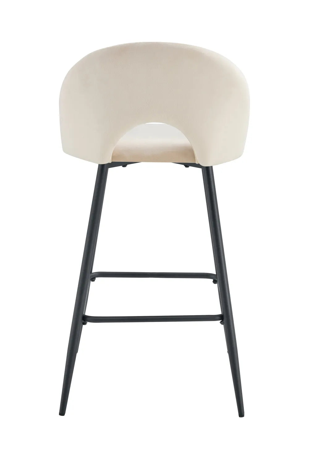 Lot de 2 tabourets de bar TEDDY pied métal noir velours #couleur_beige