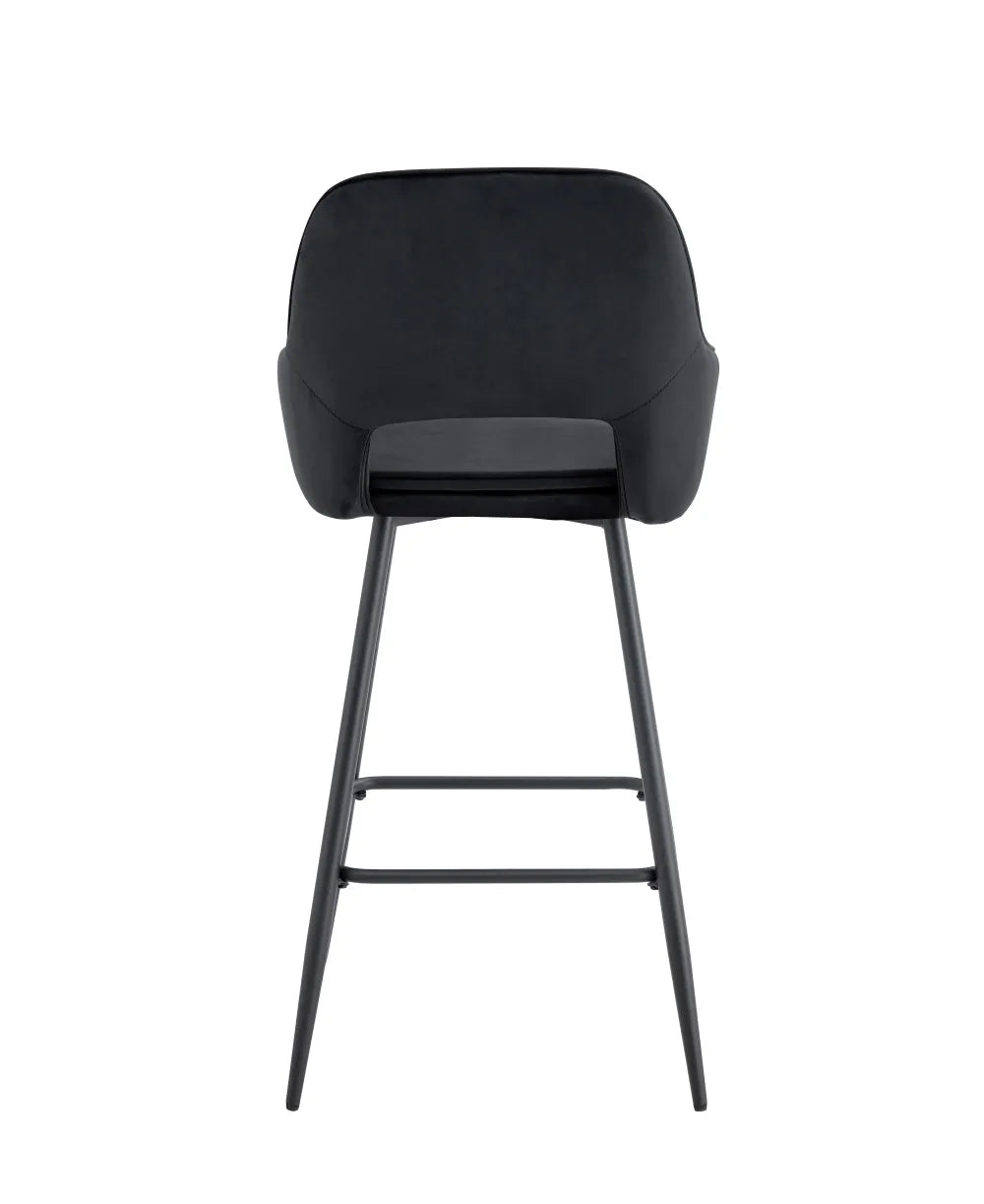 Lot de 2 tabourets de bar ATHENA pied métal noir velours #couleur_noir