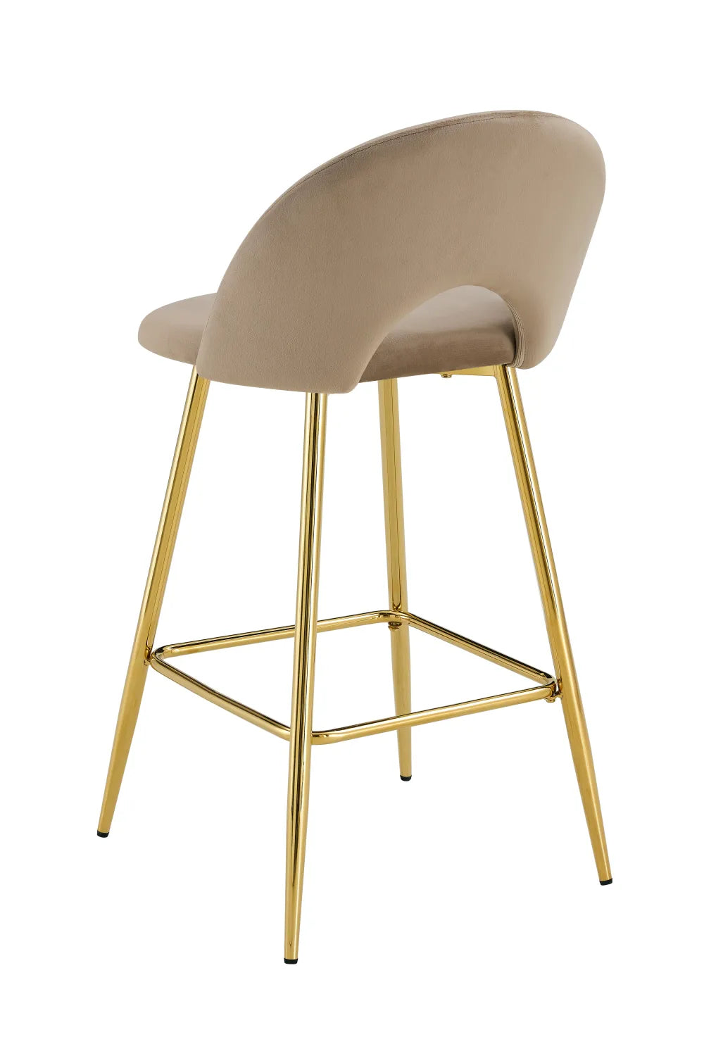 Lot de 2 tabourets de bar TEDDY pied gold velours #couleur_taupe
