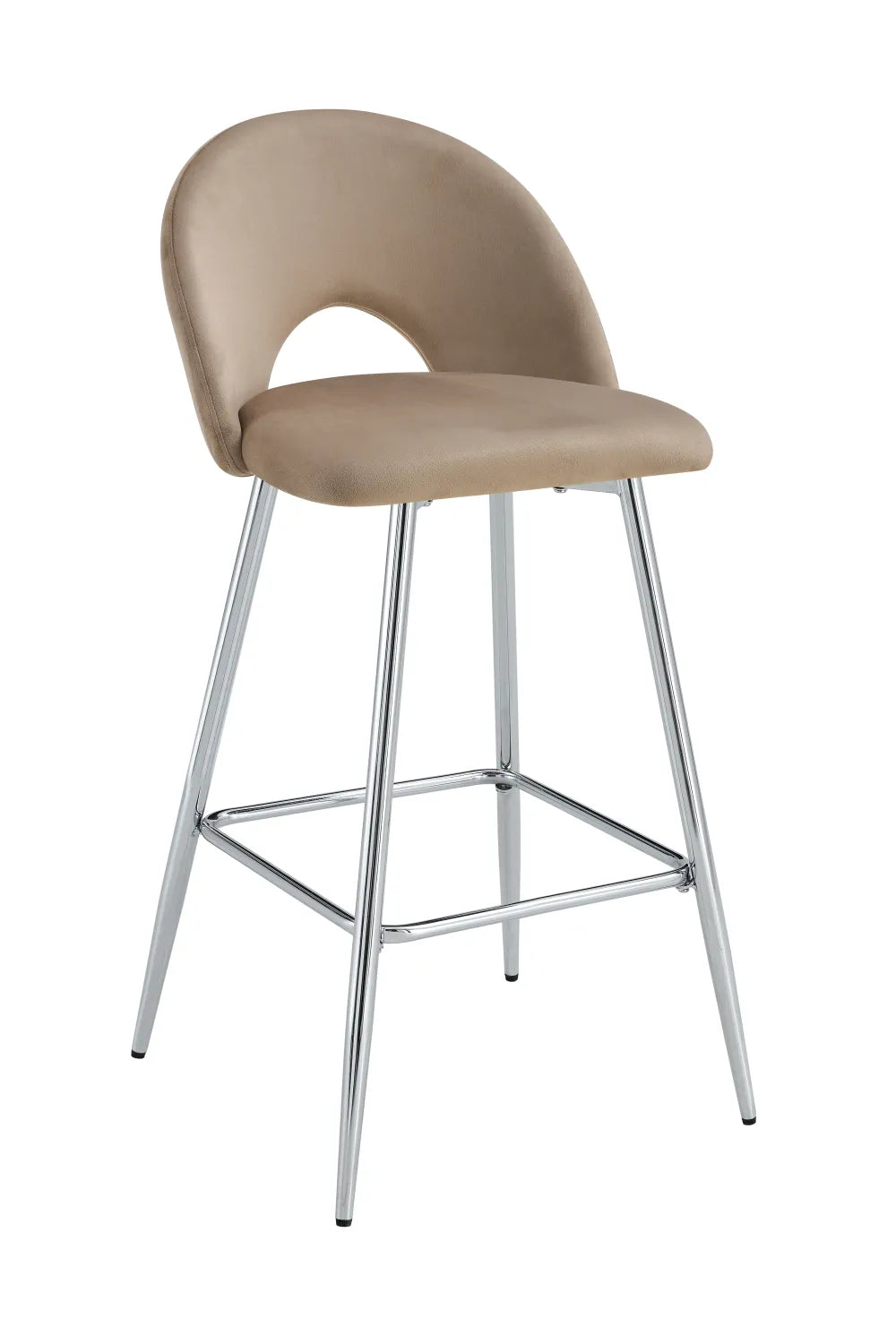 Lot de 2 tabourets de bar TEDDY pied chrome velours#couleur_taupe