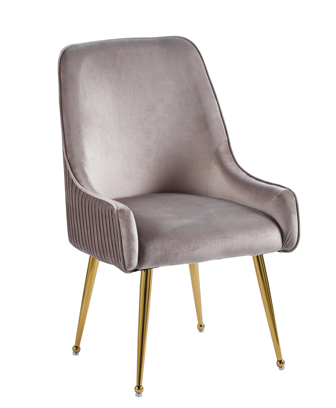 Lot de 4 chaises velours moka pieds métal doré – Luxury