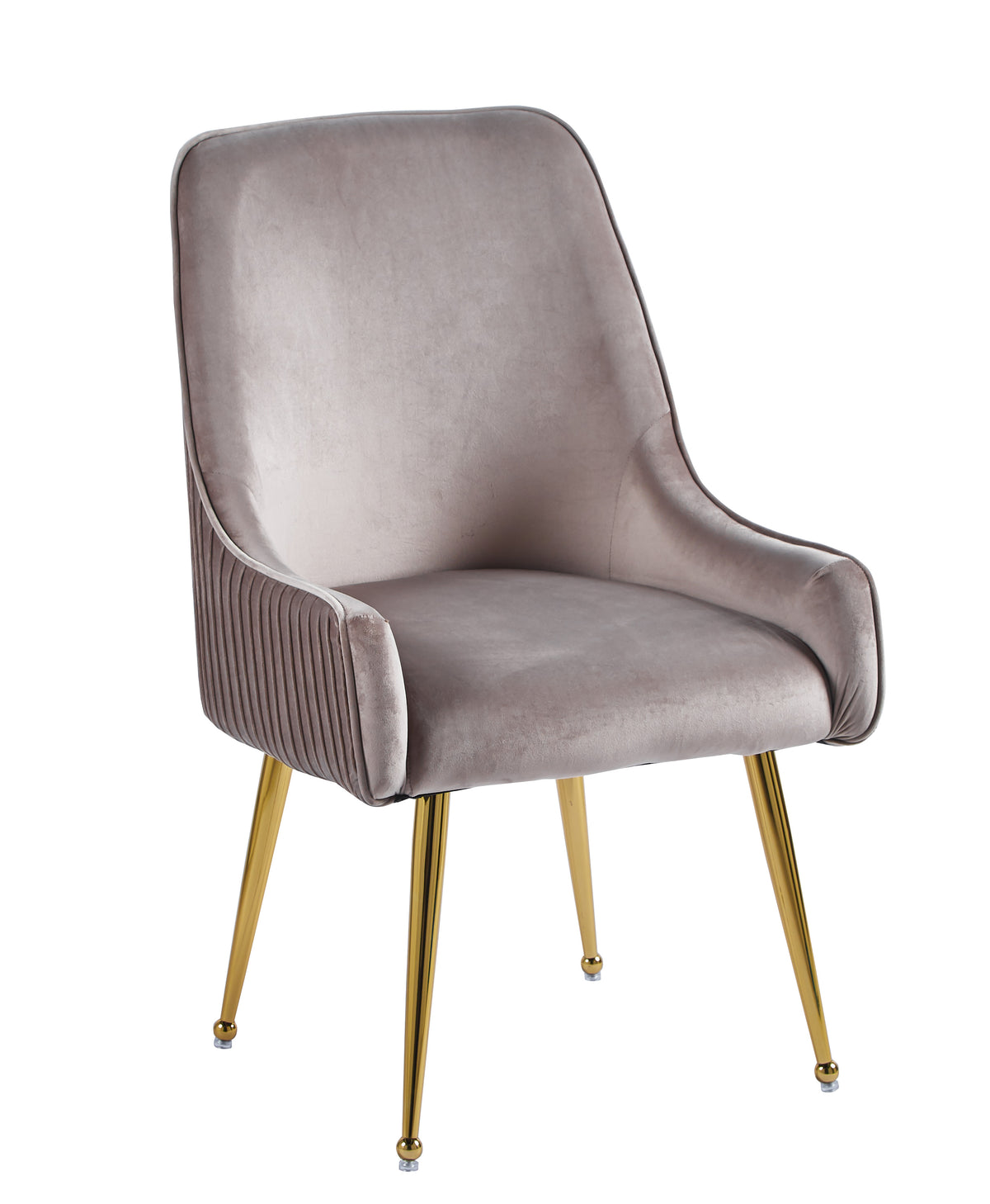 Lot de 4 chaises velours moka pieds métal doré – Luxury