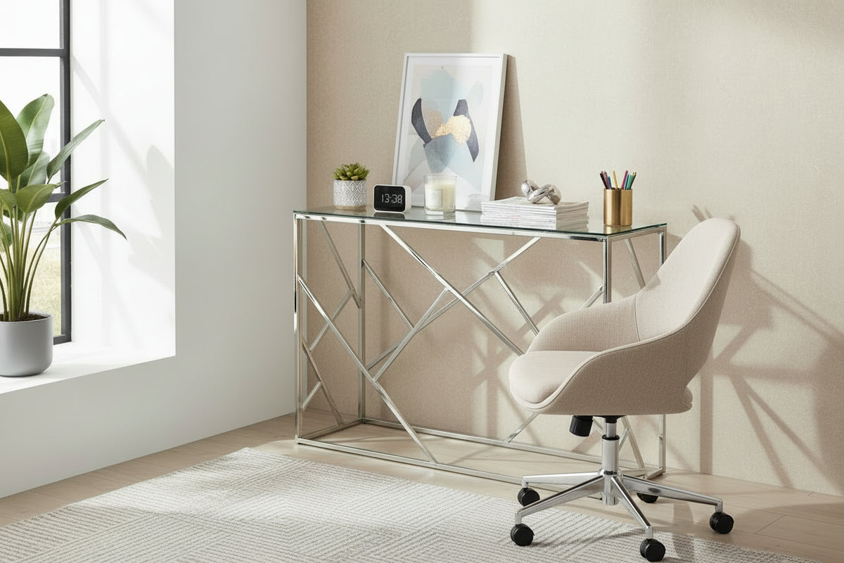 Console Inox Verre Transparent 120x40x78 cm GEOMAG
