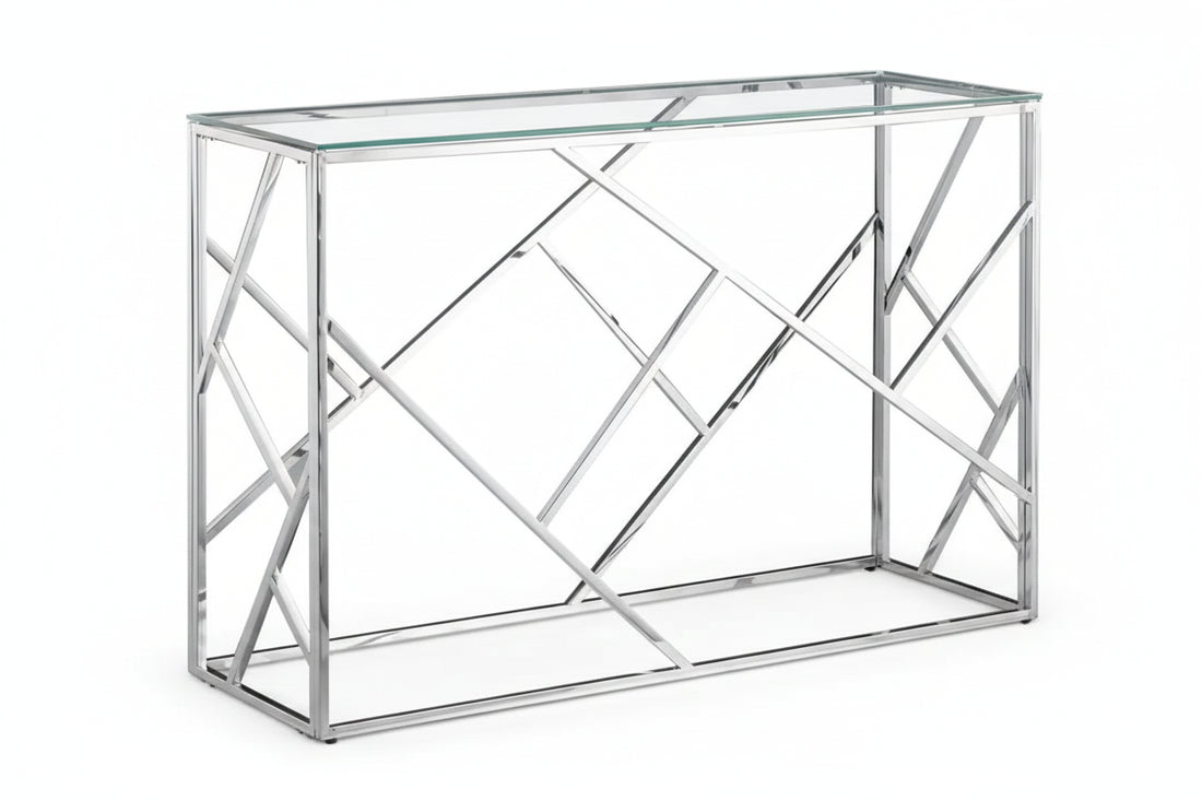Console Inox Verre Transparent 120x40x78 cm GEOMAG