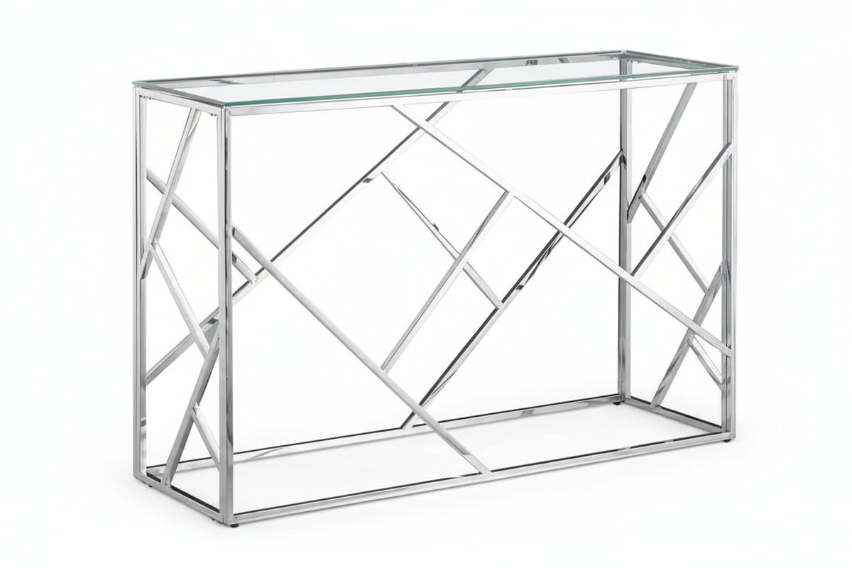 Console Inox Verre Transparent 120x40x78 cm GEOMAG
