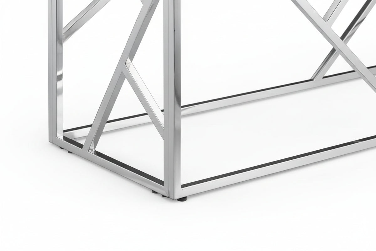 Console Inox Verre Transparent 120x40x78 cm GEOMAG