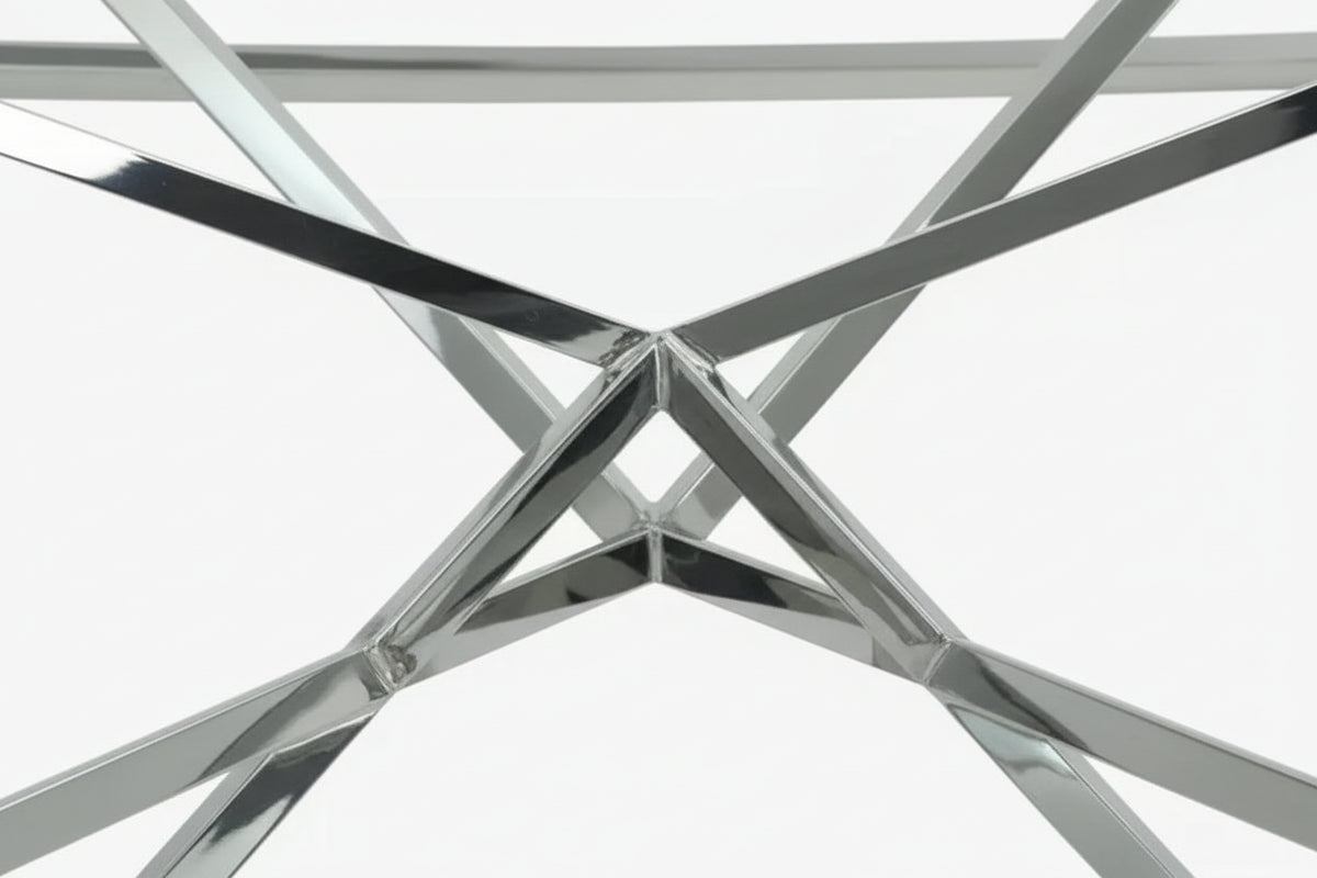 Console PYRAMID en verre Transparent 120x40x78 cm #couleur_chrome