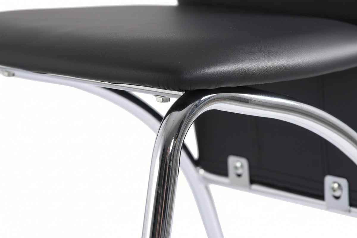 Lot 2 Chaises Salle à Manger Similicuir Noir Pieds Chrome – DUNA