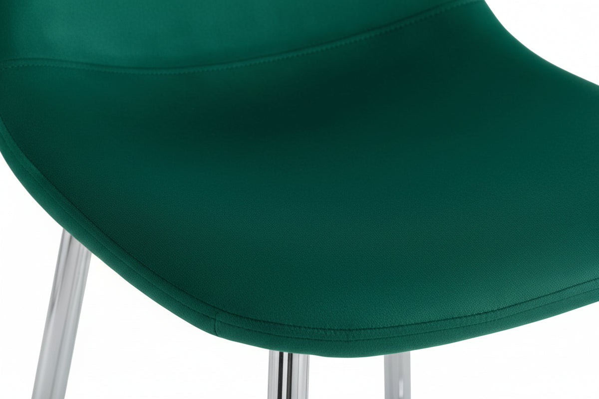 Lot 2 Tabourets de Bar Scandinave Velours Vert Pieds Chrome
