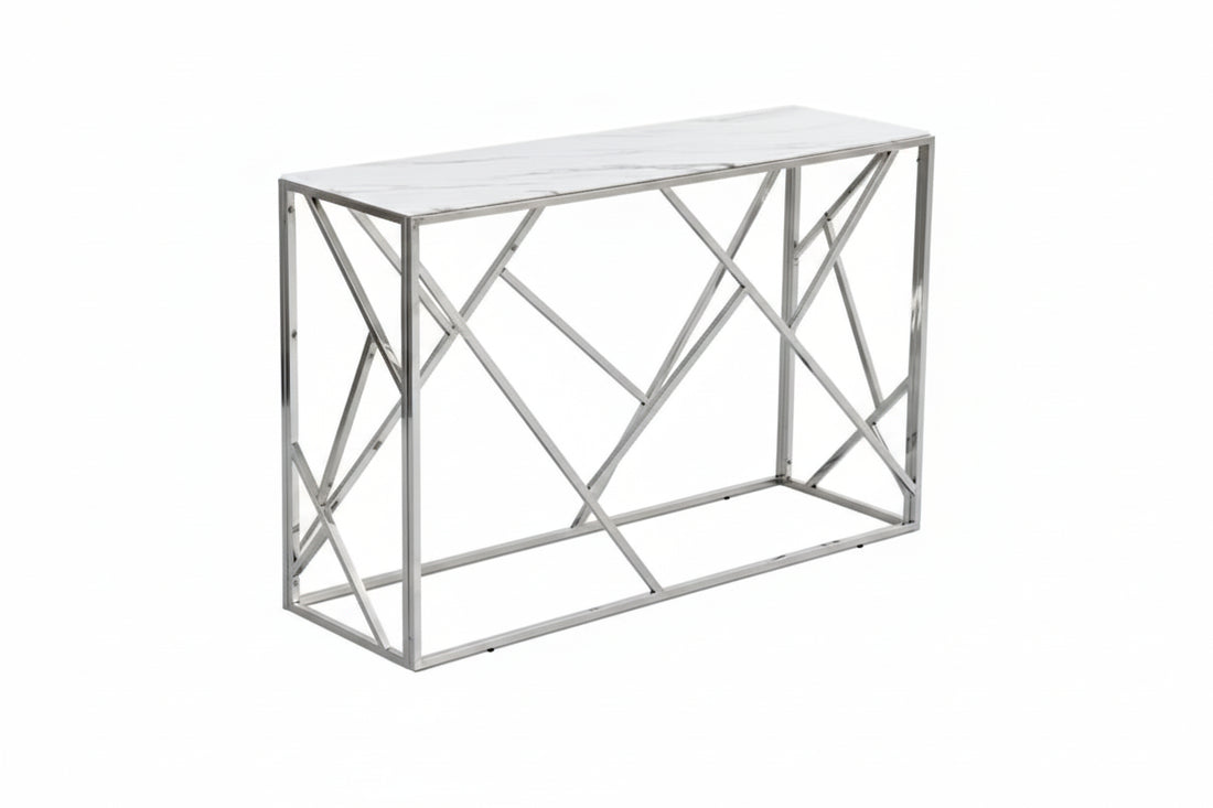 Console Inox Verre Trempé 120x40x78 cm GEOMAG