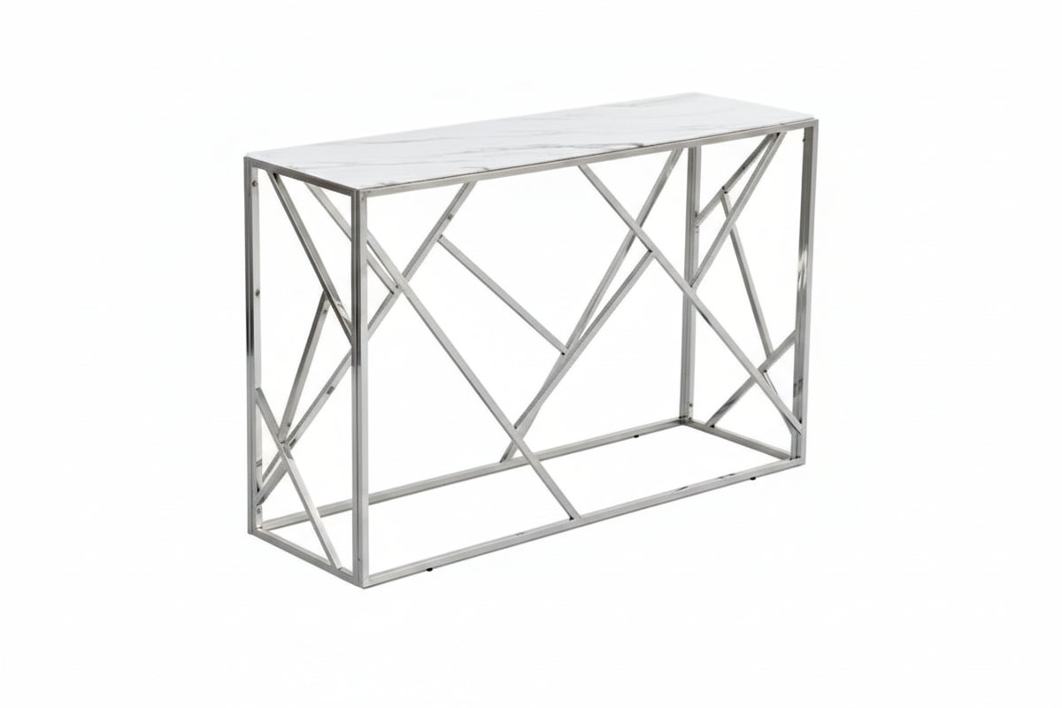 Console Inox Verre Trempé 120x40x78 cm GEOMAG