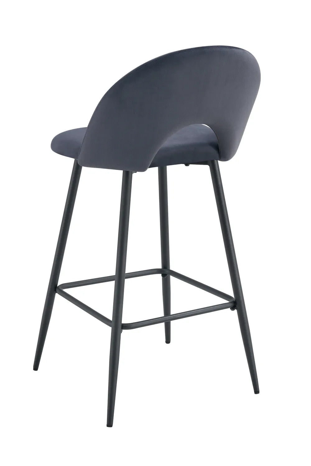 Lot de 2 tabourets de bar TEDDY pied métal noir velours #couleur_anthracite