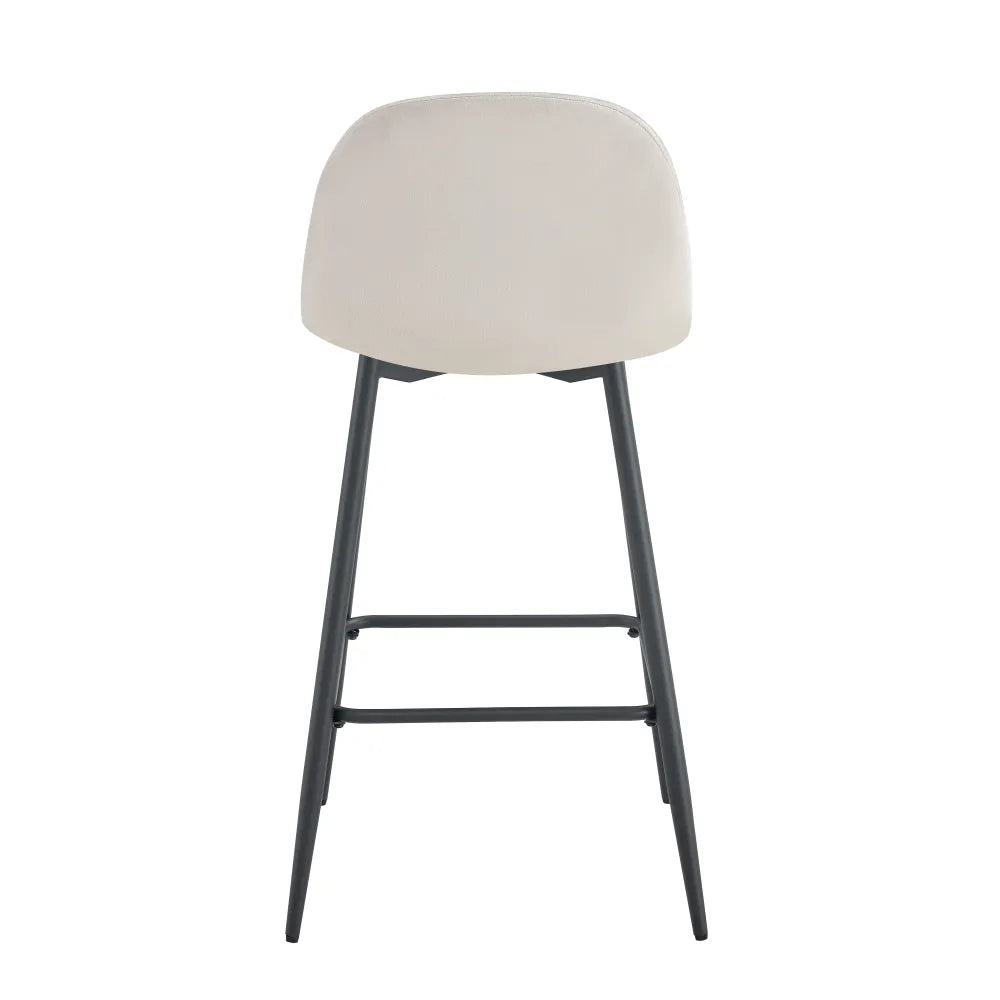 Lot de 2 tabourets de bar SCANDINAVE métal noir velours #couleur_beige