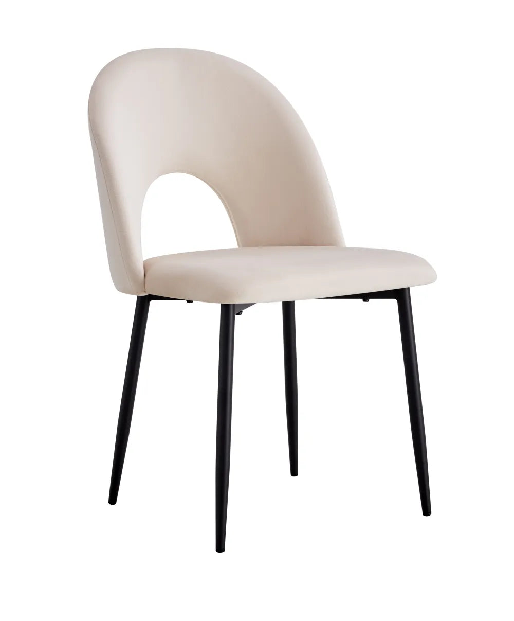 Lot de chaises TEDDY métal noir velours #couleur_beige