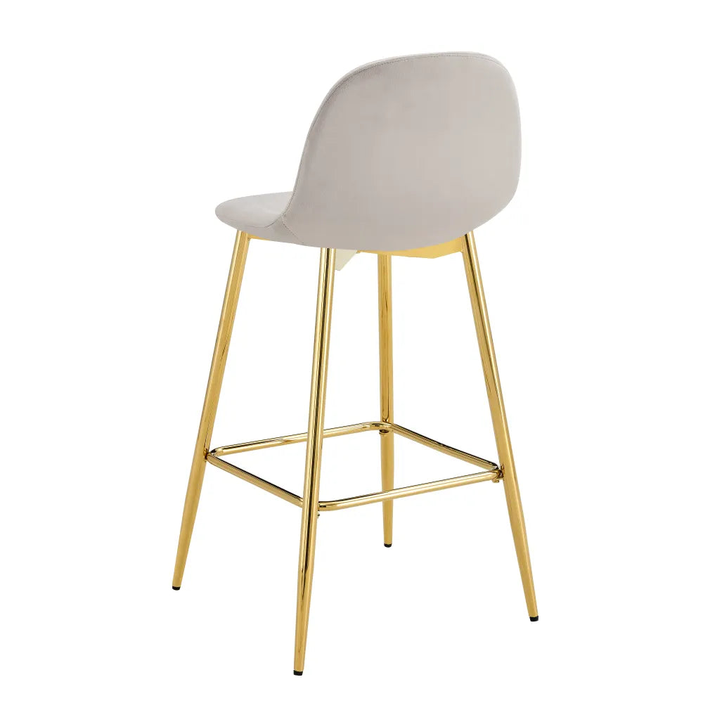 Lot de 2 tabourets de bar SCANDINAVE pied gold velours #couleur_taupe