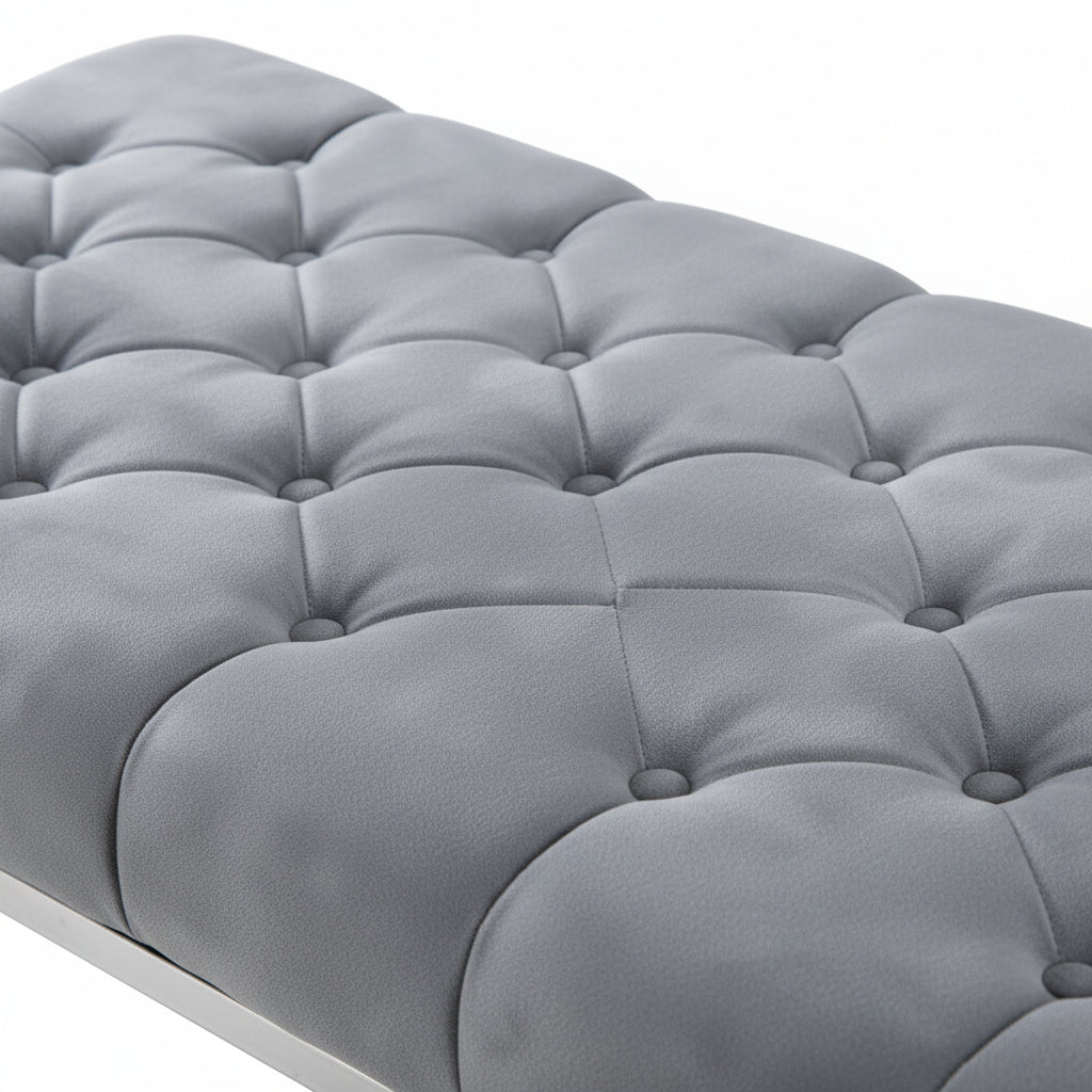 Banquette CROSS Capitonnée Chrome Velours Gris