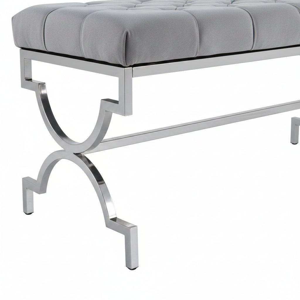 Banquette CROSS Capitonnée Chrome Velours Gris