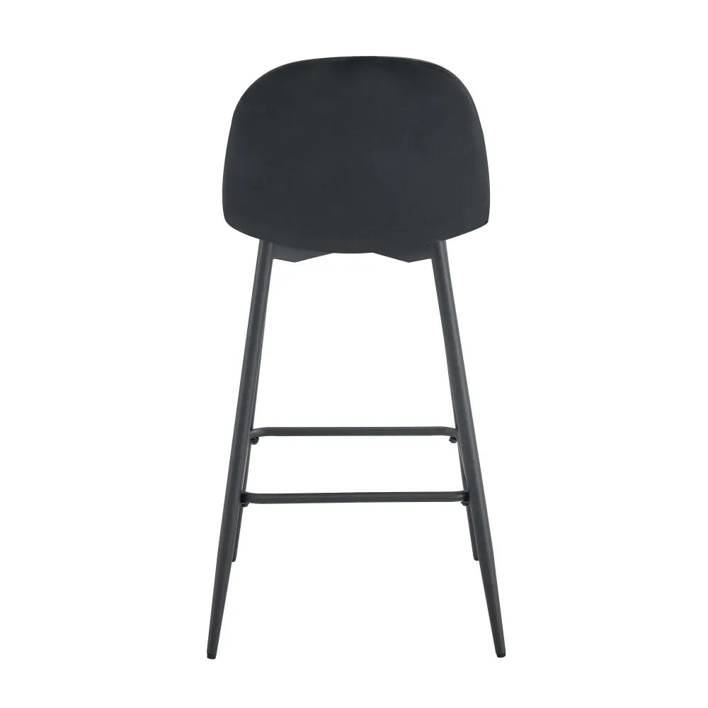 Lot de 2 tabourets de bar SCANDINAVE métal noir velours #couleur_noir