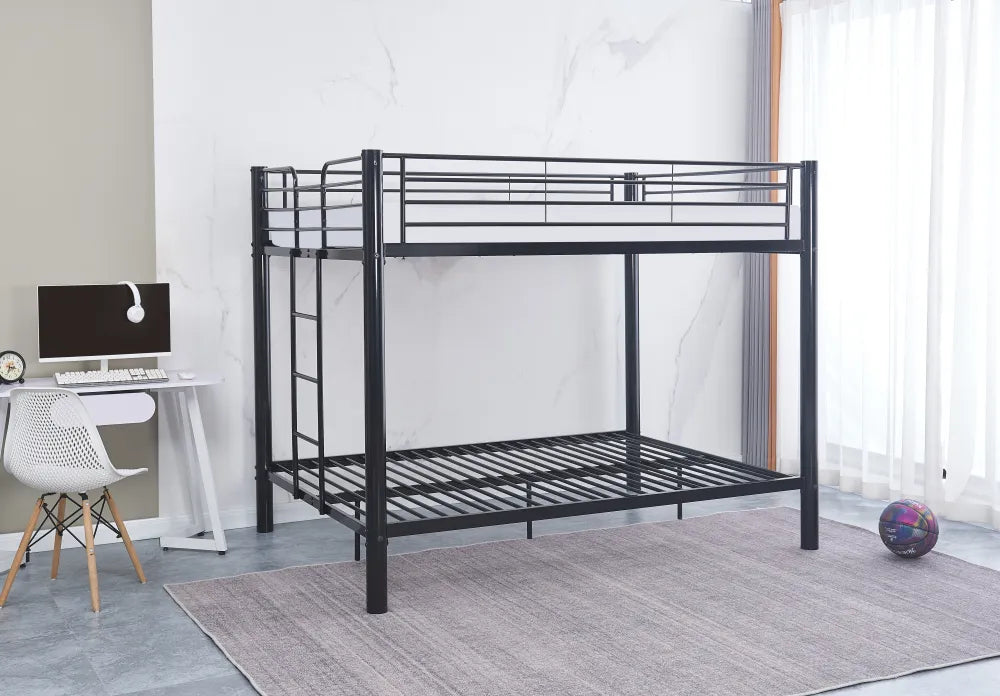Lit superposé 4 places métal noir 2x140x190 cm sommier inclus COLOSSE