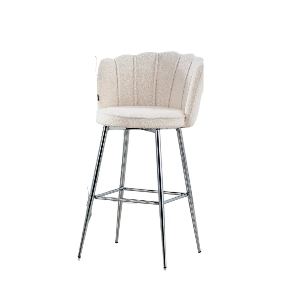 Lot de 2 tabourets de bar NYMPHEA Chrome en velours #couleur_blanc-doudou