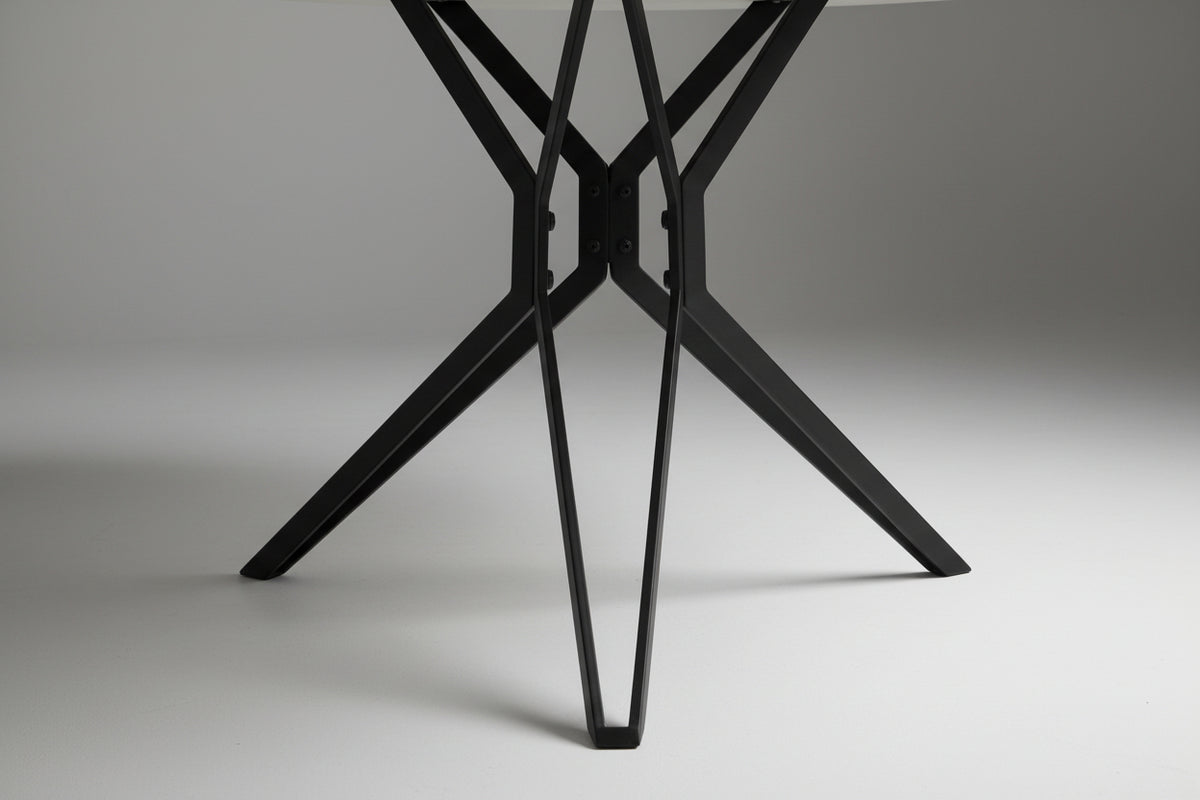 Table à manger ronde verre effet marbré 120x75 cm – ELECTRA