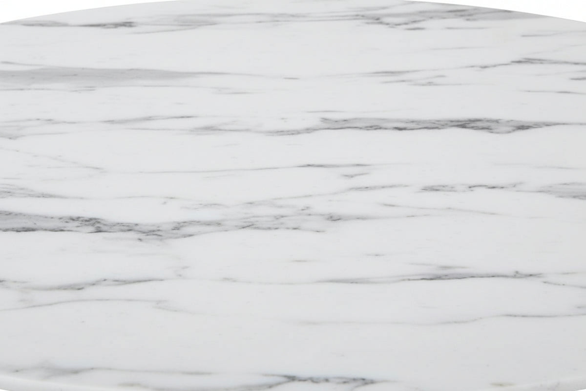 Table à manger ronde verre effet marbré 120x75 cm – ELECTRA