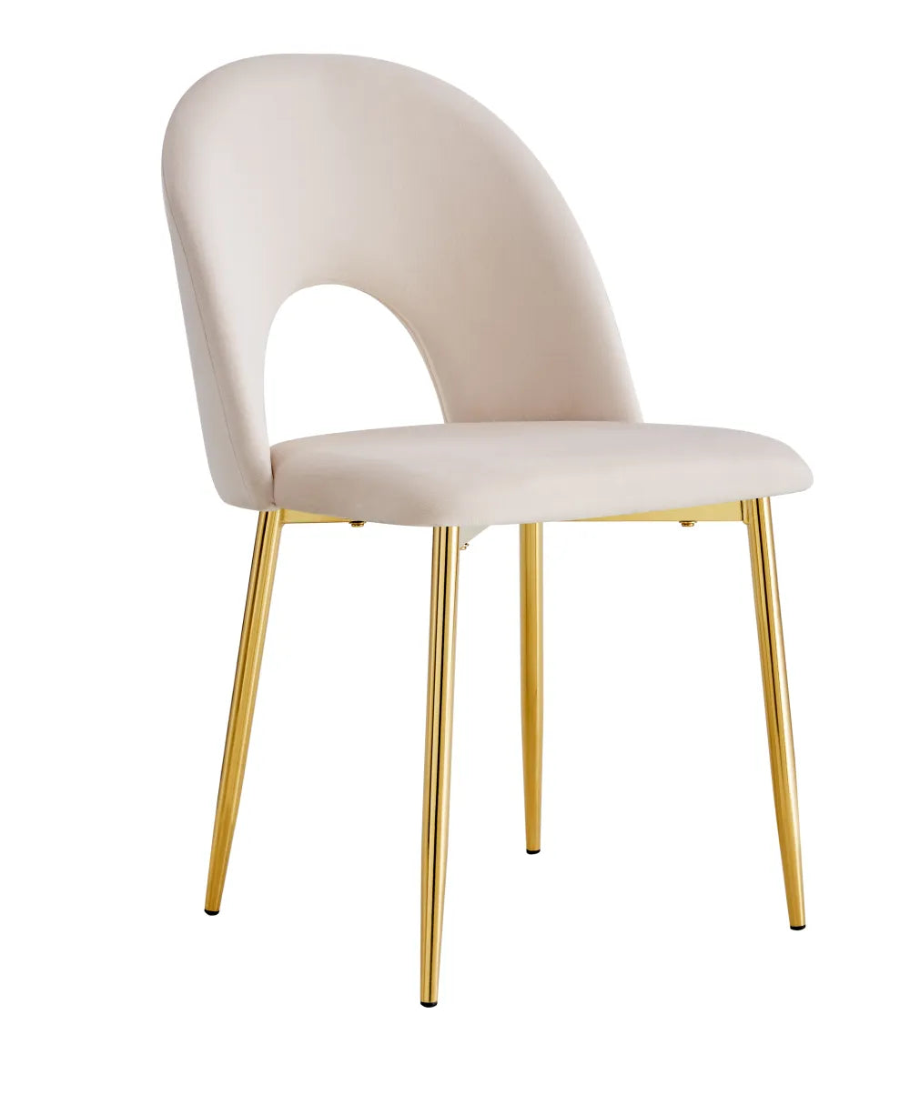 Lot de chaises TEDDY Gold velours #couleur_beige