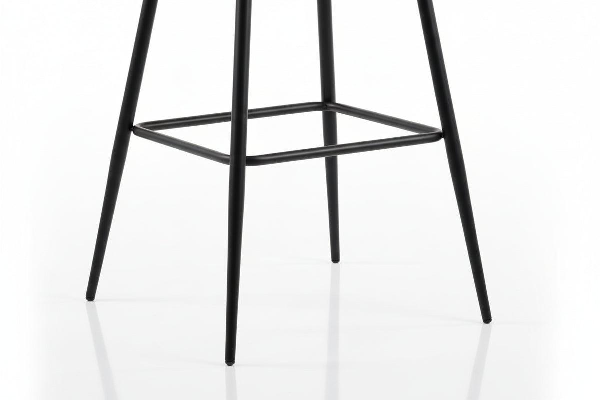 Lot de 2 tabourets de bar velours blanc doudou pieds métal noir - NYMPHEA