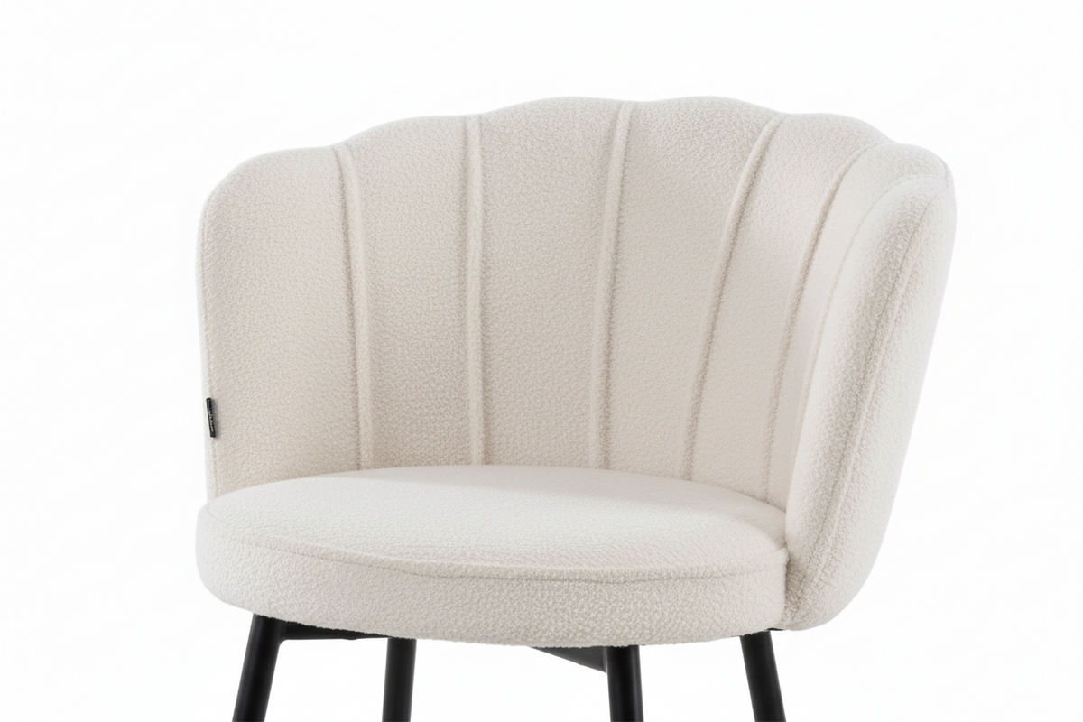 Lot de 2 tabourets de bar velours blanc doudou pieds métal noir - NYMPHEA
