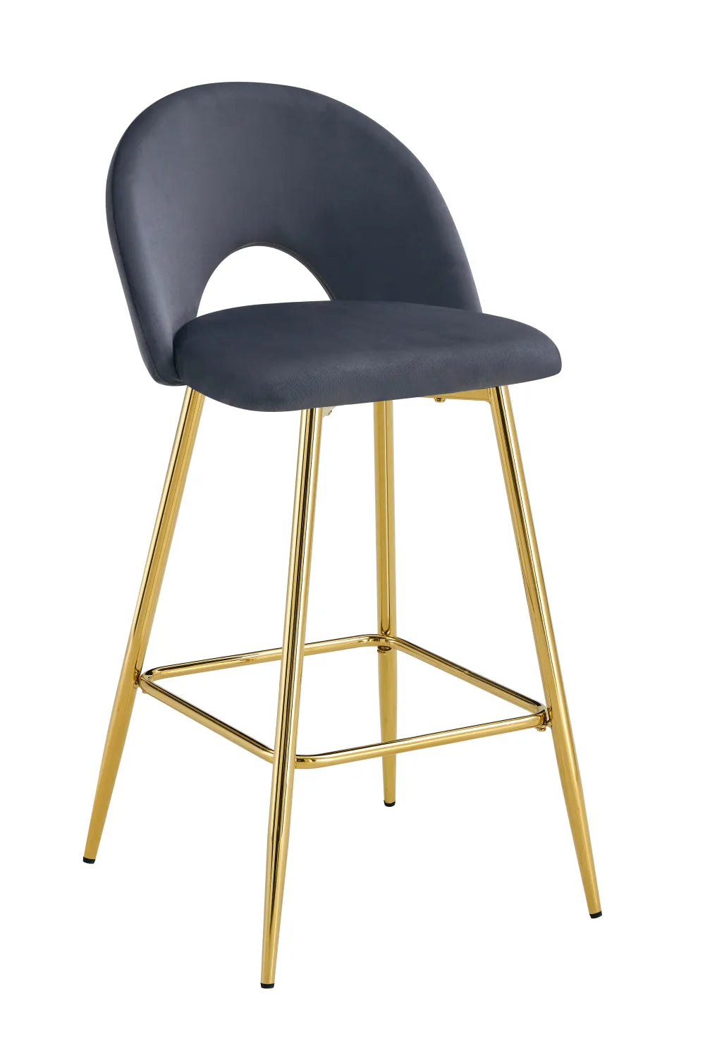 Lot de 2 tabourets de bar TEDDY pied gold velours #couleur_anthracite