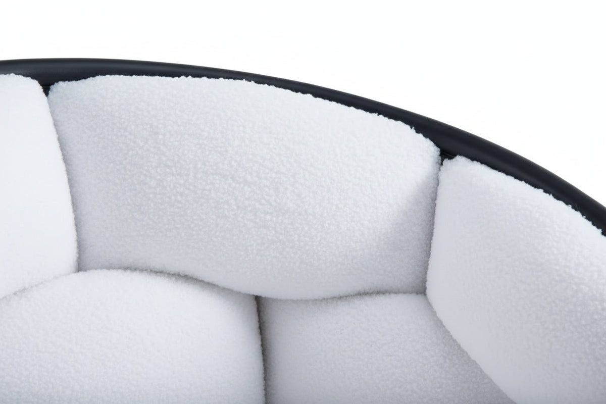 Lot 2 Chaises Salle à Manger Ballon Doudou Blanc Pieds Métal Noir 65x68x78cm