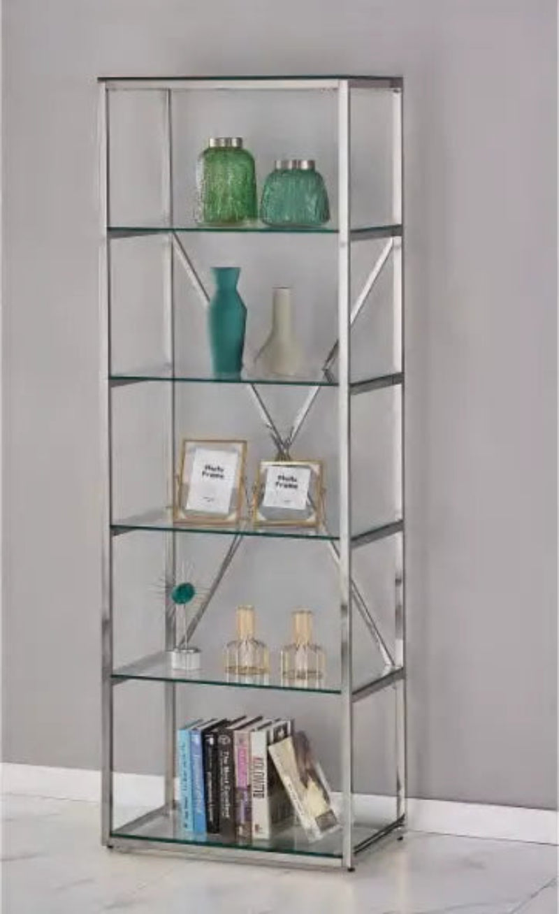 Bibliothèque ARYA en verre Transparent 60x40x180 cm #couleur_chrome