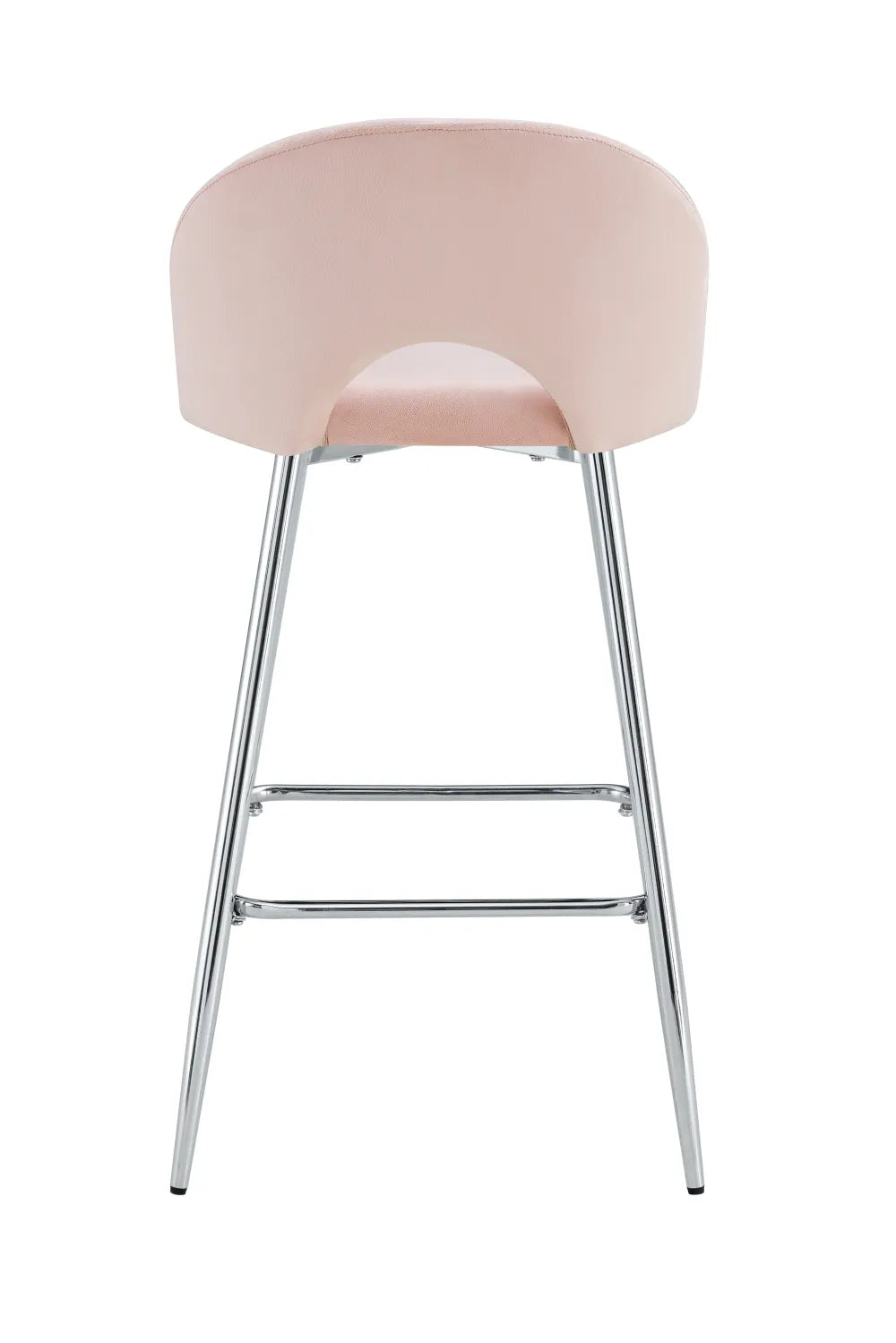 Lot de 2 tabourets de bar TEDDY pied chrome velours#couleur_rose