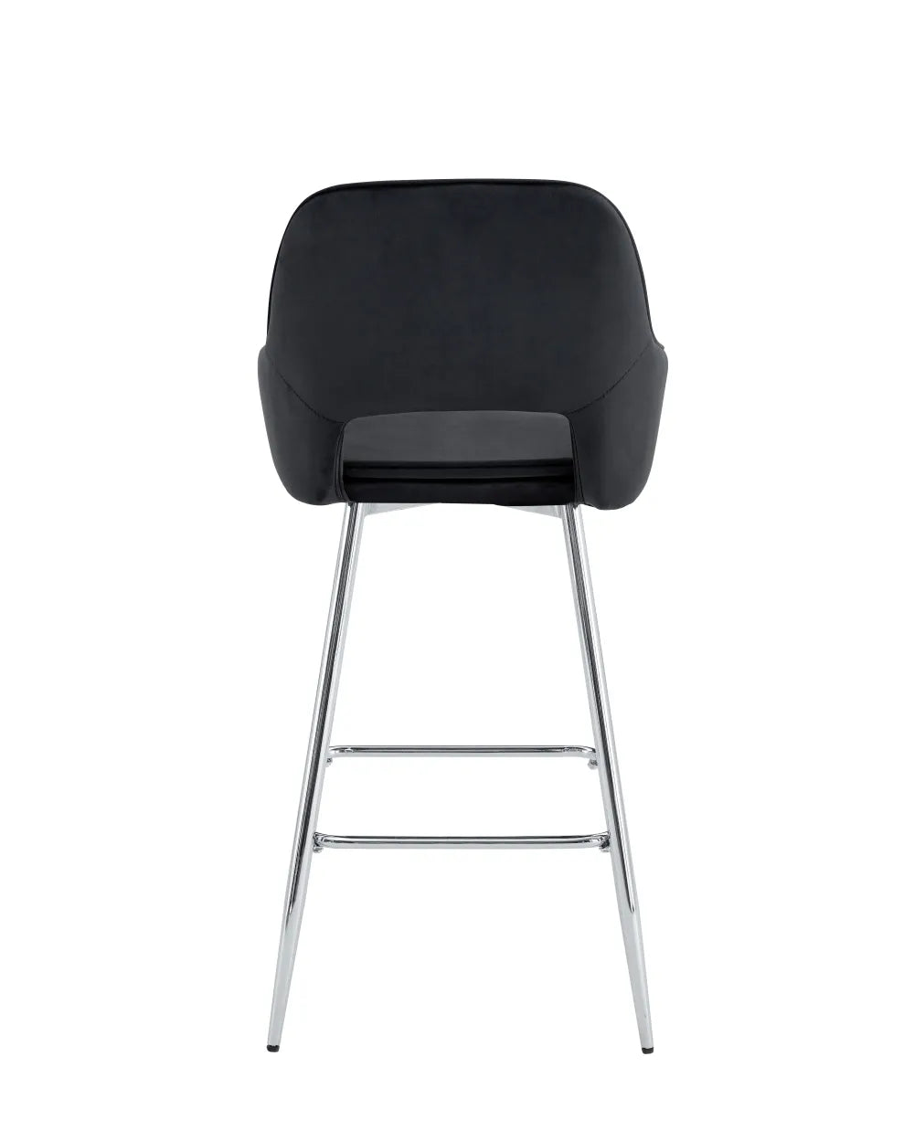 Lot de 2 tabourets de bar ATHENA pied chrome velours #couleur_noir
