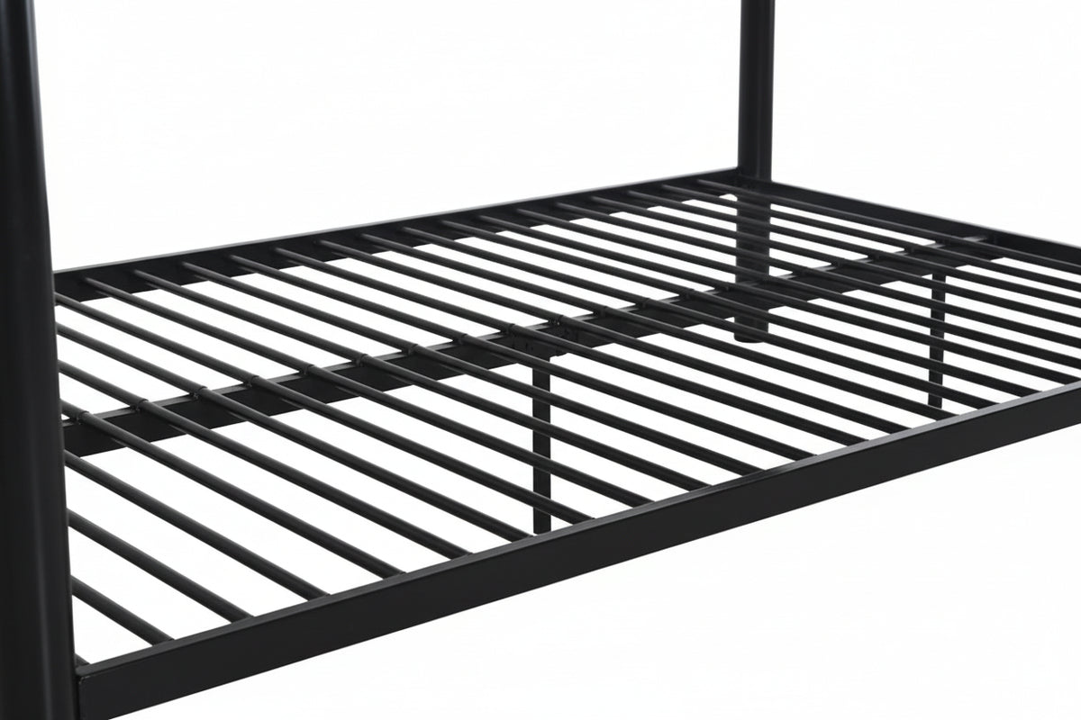 Lit superposé 4 places métal noir 2x140x190 cm sommier inclus COLOSSE