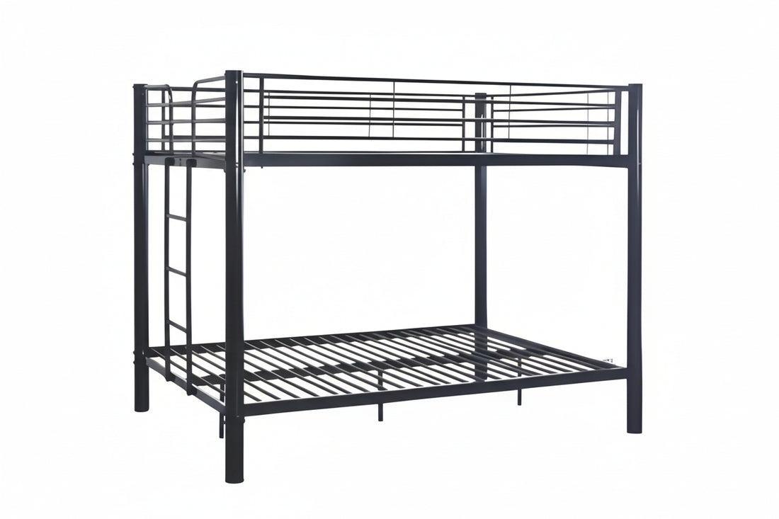 Lit superposé 4 places métal noir 2x140x190 cm sommier inclus COLOSSE