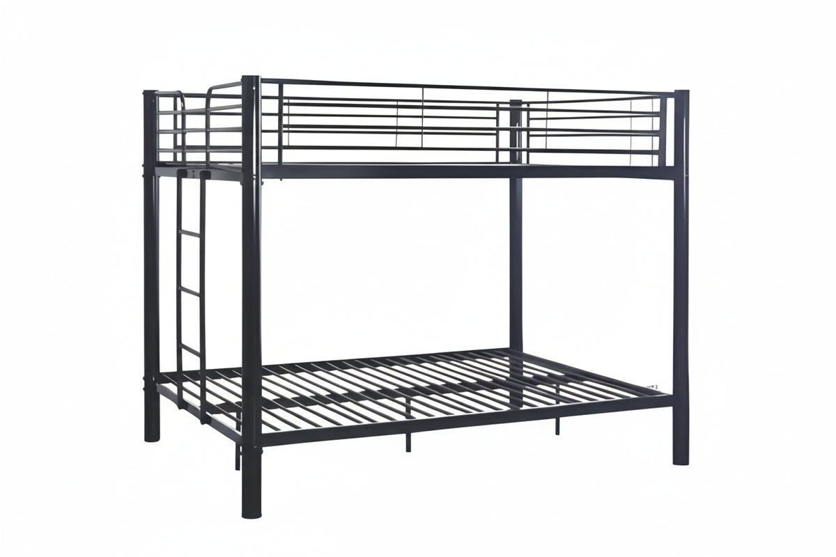 Lit superposé 4 places métal noir 2x140x190 cm sommier inclus COLOSSE
