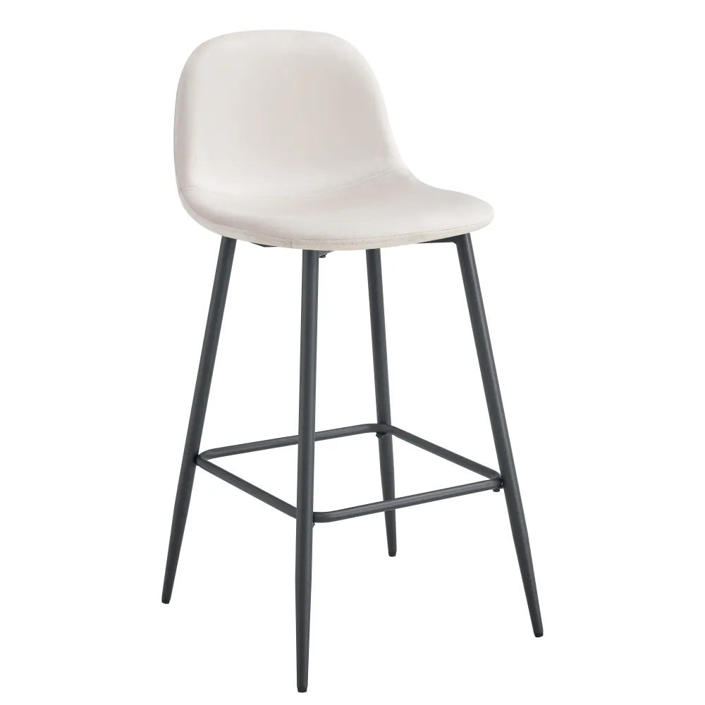 Lot de 2 tabourets de bar SCANDINAVE métal noir velours #couleur_beige