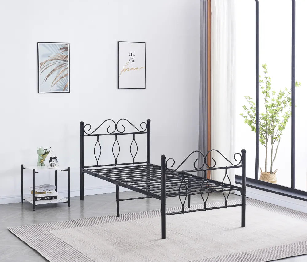 Lit 1 Place JULIE 90X190CM Sommier Inclus #couleur_noir
