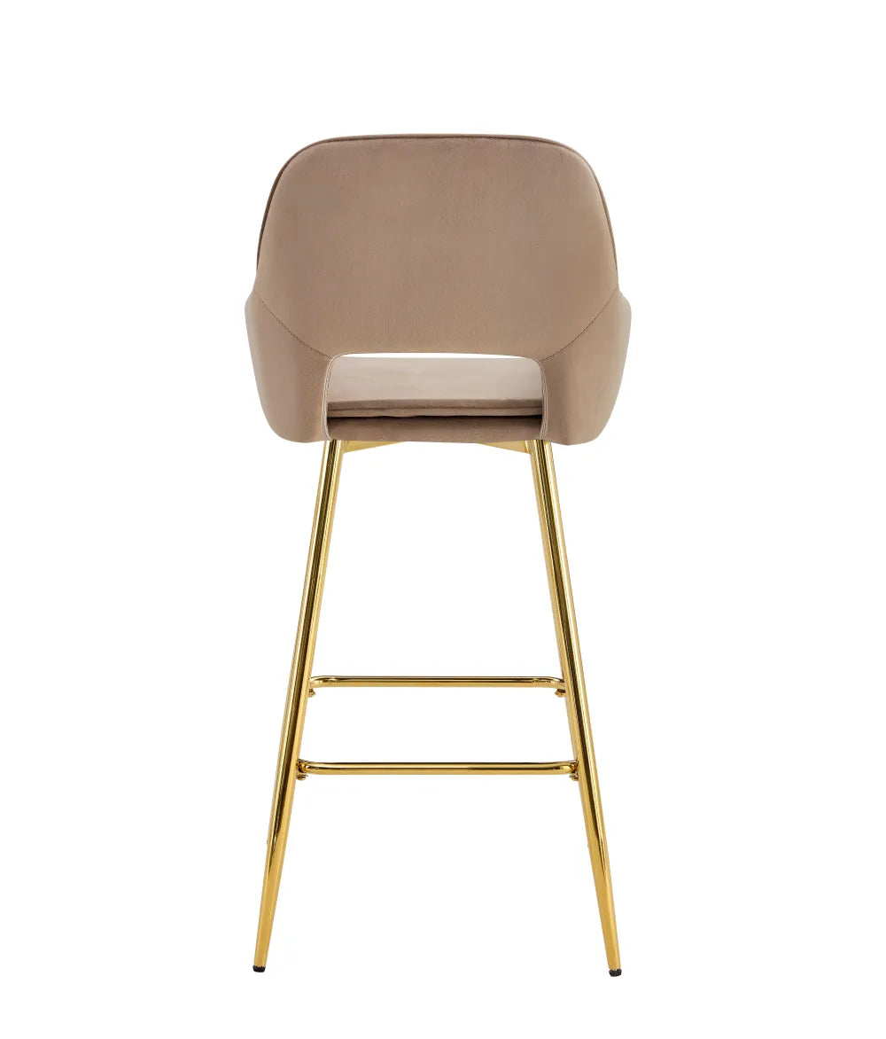 Lot de 2 tabourets de bar ATHENA pied gold velours #couleur_taupe