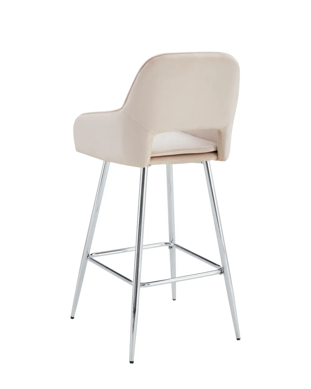 Lot de 2 tabourets de bar ATHENA pied chrome velours #couleur_beige