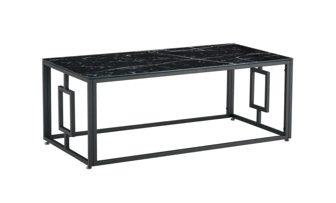 Table basse SOPHIE  pieds en métal noir 120 cm - Marbré noir
