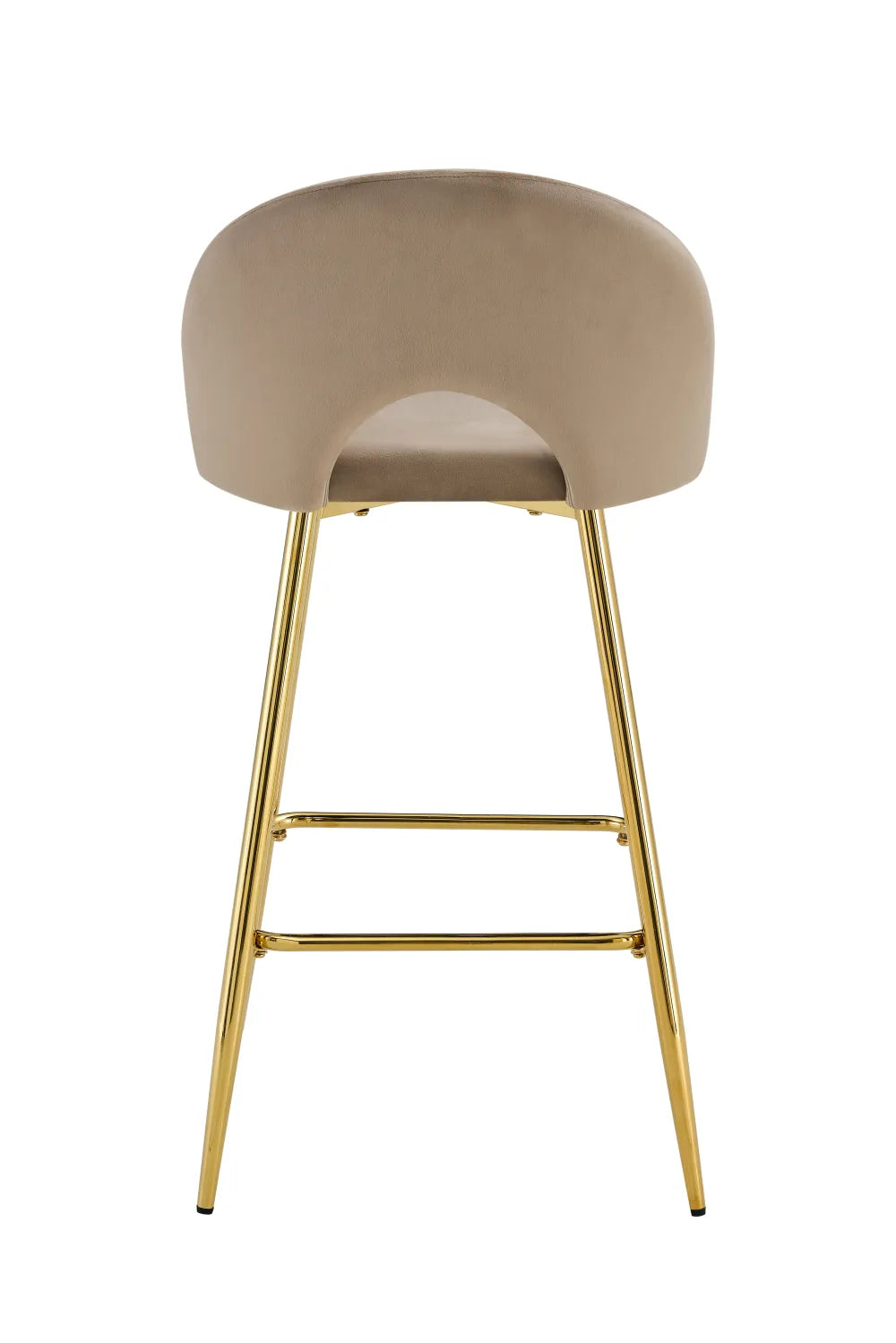 Lot de 2 tabourets de bar TEDDY pied gold velours #couleur_taupe
