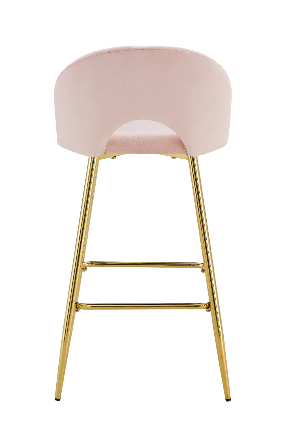 Lot de 2 tabourets de bar TEDDY pied gold velours #couleur_rose