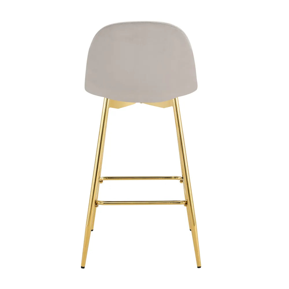 Lot de 2 tabourets de bar SCANDINAVE pied gold velours #couleur_taupe