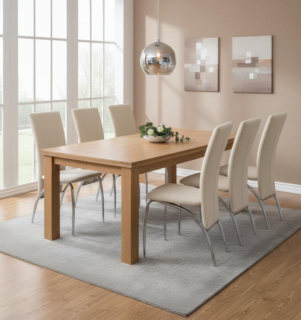Lot de 6 chaises DUNA chrome velours beige