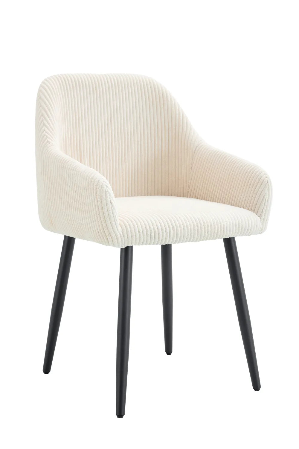Lot 2 Chaises Salle à Manger Peach Accoudoirs Beige Pieds Métal Noir
