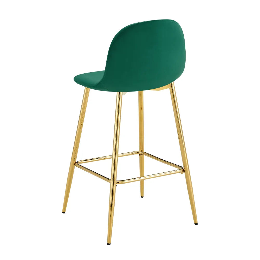 Lot de 2 tabourets de bar SCANDINAVE pied gold velours #couleur_vert